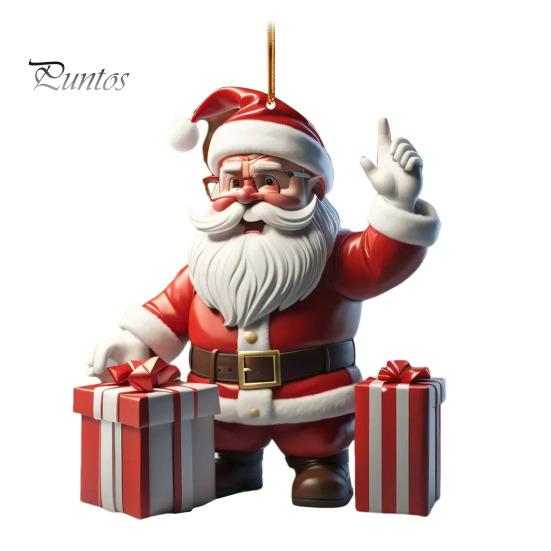 Рождественская елка подвесные украшения мультфильм Санта снеговик украшения 2D плоские акриловые подвески для елки автомобиль принадлежности