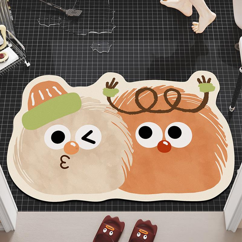 Japanese Bathroom Absorbent Floor Mat, Diatom Mud Non-Slip Foot Mat, Household Toilet, Toilet Door Fun Carpet