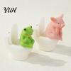 Exquisite Resin Crafts for Decor 2Pcs Meditation Pig And Frog Figurines, Funny Toilet Animal Ornament Desktop Miniature Bookshelf Decor, Humorous