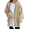 YUESUO Outerwear Long Sleeve Long Loose Solid Women's Zip-Up Hoodie, Coat, Fleece-Lined Hoodie, Sweatshirt, Thick, Length, Warm, Cute, Oversized, Fit,