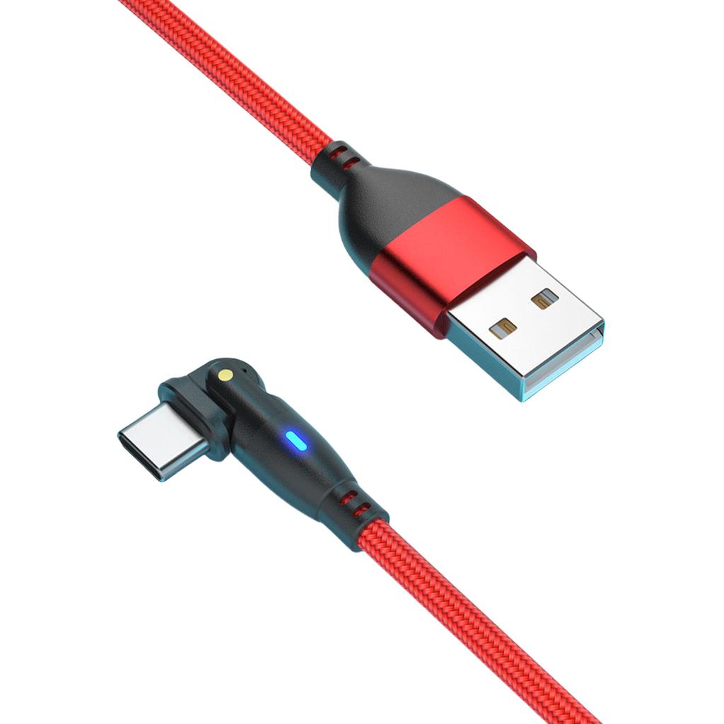 Портативный USB-провод для быстрой зарядки Type-C с разъемами 180° для удобного гейминга и просмотра видео