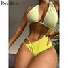 Sexy Tie Dye Asymmetric Tummy Cut Out One Piece Swimsuit Women Swimwear Female Splicing Halter Bather Bathing Suit Swim