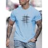Summer Men's 100% Polyester Casual Loose Size Graphic Line Printed Neck Short-sleeved T-shirt Top