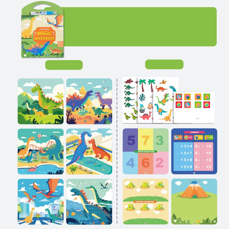 Монтессори Волшебная акварельная сцена Книга с многоразовыми наклейками Раннее развитие Пазл Когнитивная книга-активность Подарки для детей
