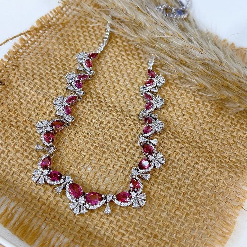 Sace Gems Сертифицированное ожерелье из стерлингового серебра 925 пробы с натуральным гранатом 4*6 мм для женщин, помолвки, коктейльной вечеринки, ювелирные украшения