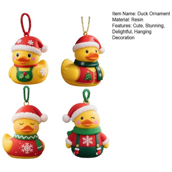 Рождественское украшение в виде утки, подвеска на елку в виде утки, милая смоляная утка в шапке Санты для декора дома, офиса, праздничной вечеринки
