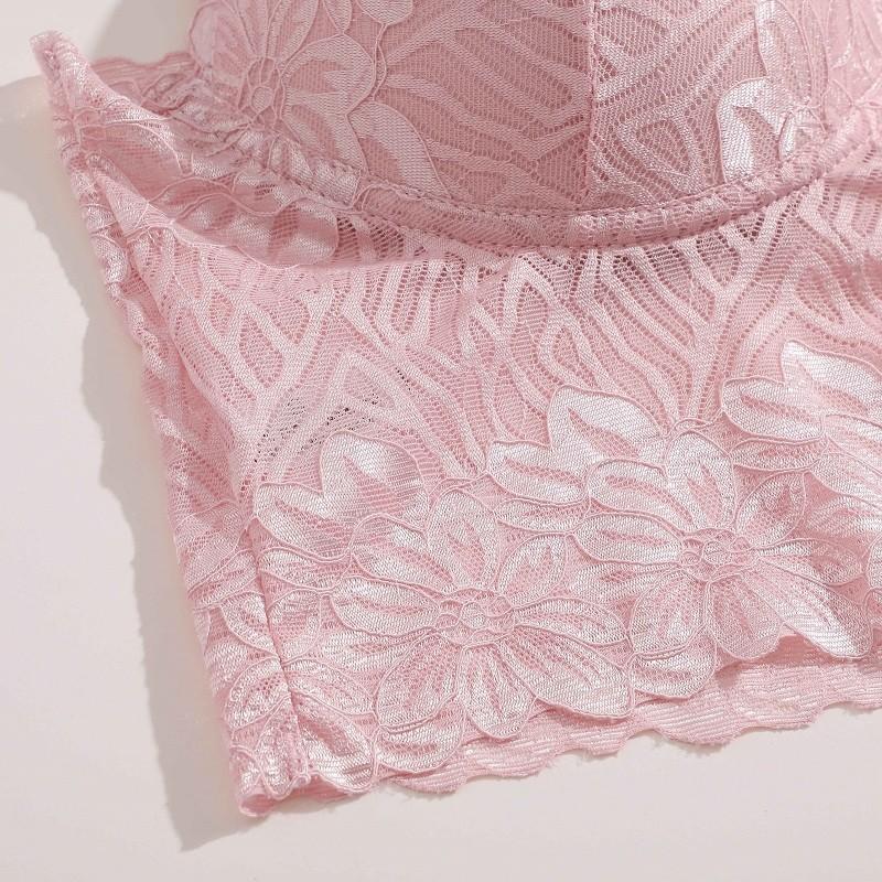 FINETOO Кружевной бюстгальтер для женщин, нижнее белье со сборками для женщин, однотонное и мягкое нижнее белье