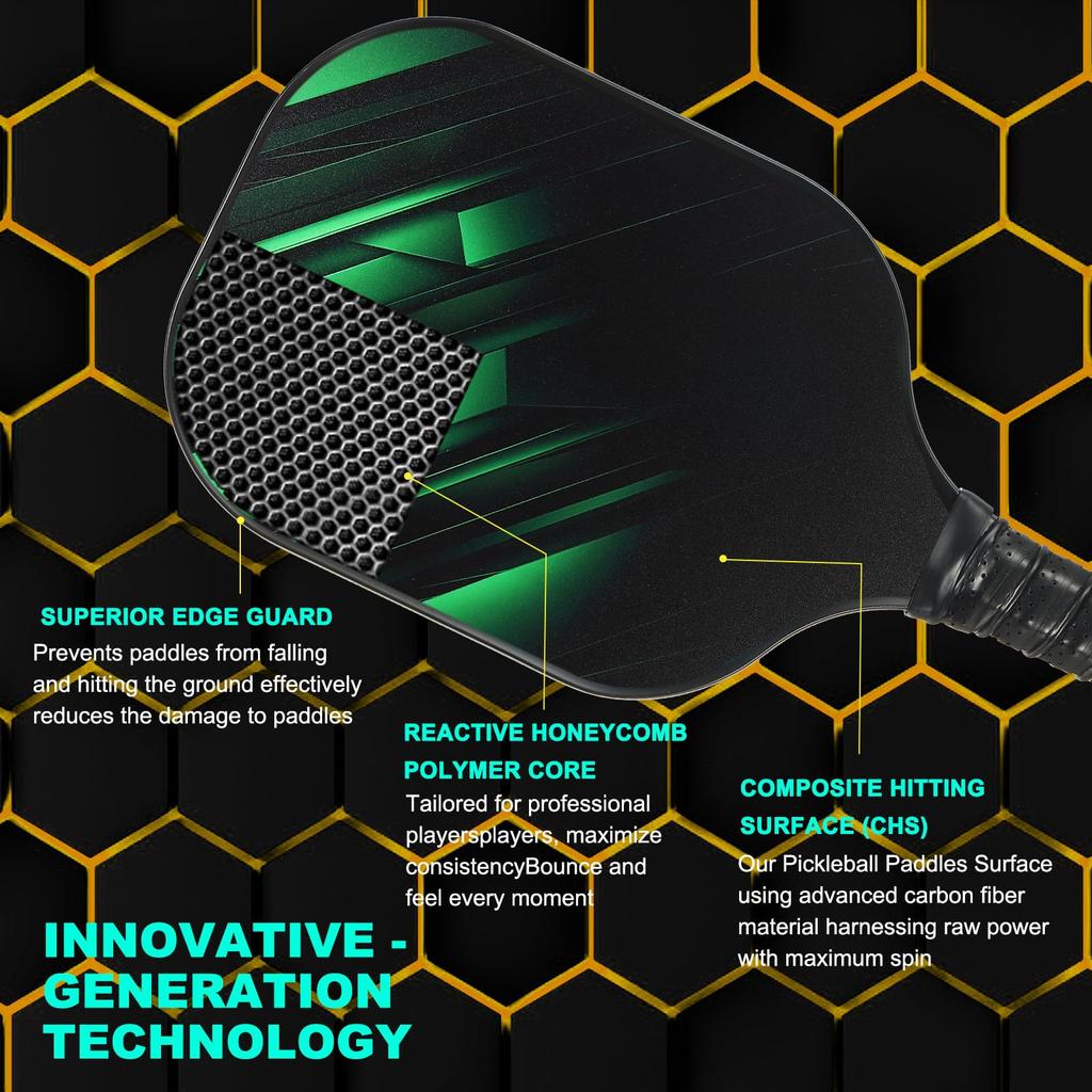 Набор ракеток для пиклбола PATIKIL, одобренная USAPA, ракетка для пиклбола с покрытием из стекловолокна и мягкой рукояткой, 2 ракетки, 4 мяча для пиклбола, 1 сумка для переноски для мужчин