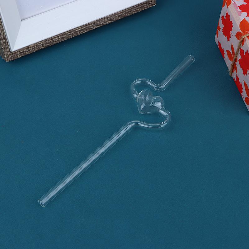 1Pc Reusable Love Straw Heart Glass Straw Glass Drinking Straws Bubble Tea Straws Household Transparent Bar Accessories