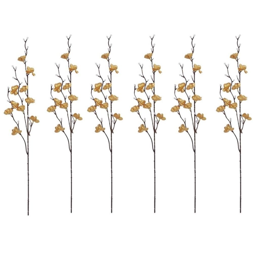 6PCS Plastic Artificial Plum Branches Lifelike Fake Silk Flower Wedding Ceremony
