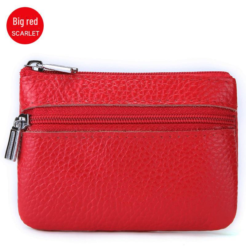 Мини-кошелек из натуральной коровьей кожи - милый кошелек для монет на молнии в корейском стиле