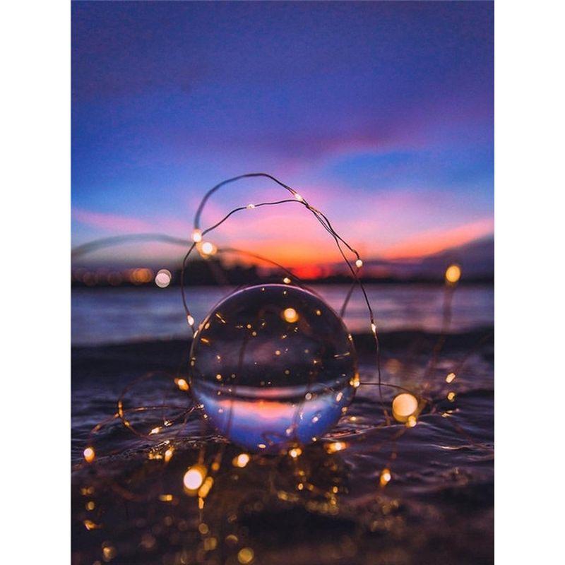 5D Diy Алмазная картина Полный круглый стеклянный стакан для воды Пейзаж Алмазная вышивка крестом Мозаика Домашний пейзаж Стена