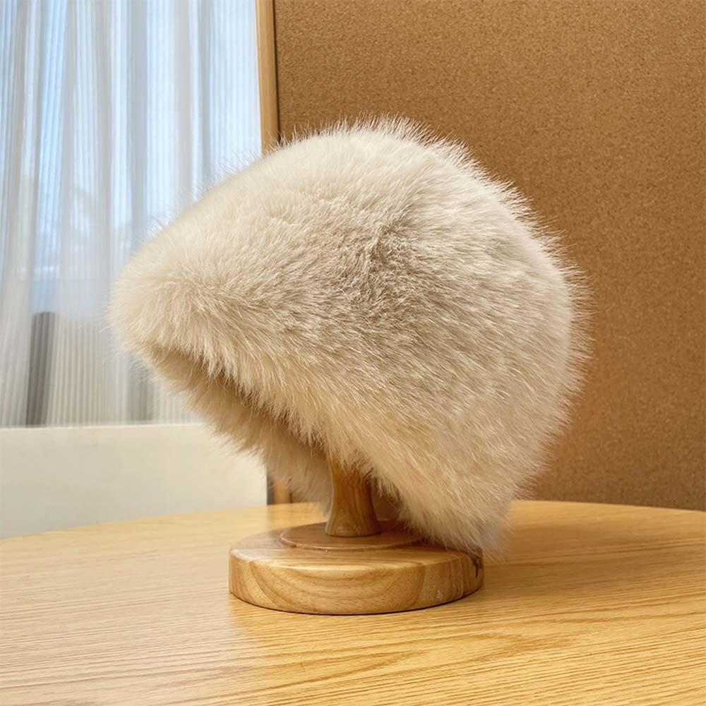 Temperament Winter Fisherman Hat Warmer Anti-cold Basin Cap Thickened Plush Bucket Hat Shopping