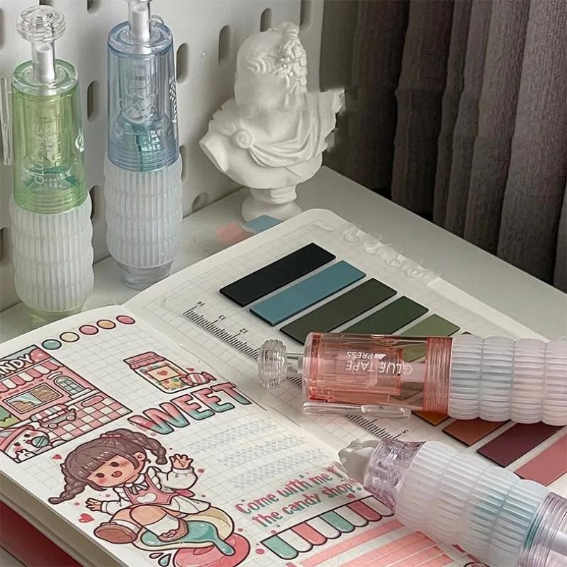 Креативный дизайн Стираемая двухсторонняя клейкая лента Ручка Стиль Простота Однотонная цветная точечная клейкая лента Стираемая декоративная лента для скрапбукинга Журнал