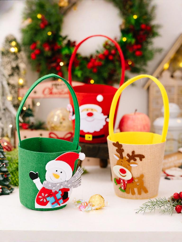 1PC Christmas Decorations Creative Cartoon Candy Bags Kids Gift Bags Festive Atmosphere Decoration Bucket