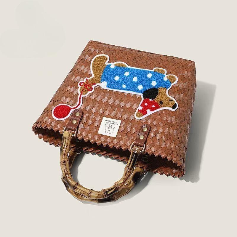 Сумка и корзина для хранения ручной работы с вышивкой «Такса»