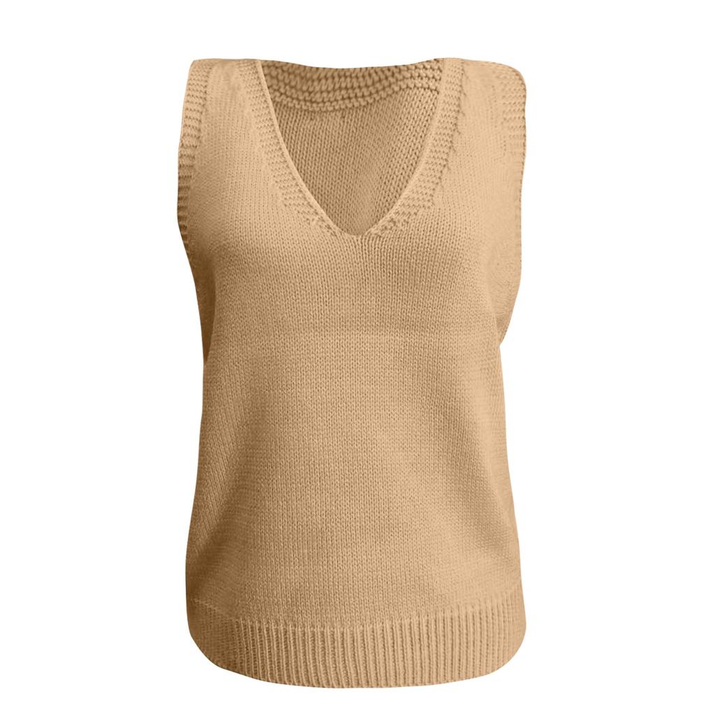 Women's Fashion Solid Color Casual Knit Turtleneck Pullover Sleeveless Sweater Vest
