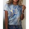 Летний топ с круглым вырезом и 3D цветочным принтом в стиле масляной живописи, модные повседневные женские футболки с коротким рукавом