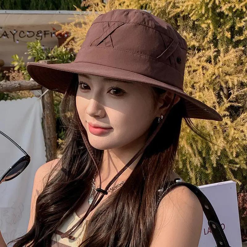 WTEMPO Ветрозащитная веревка однотонная складная шляпа весна-лето женская с широкими полями для путешествий, пляжа, походов, дышащая шляпа