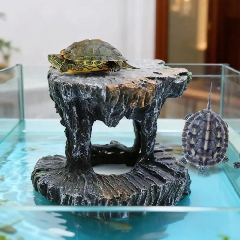 Resin Turtle Basking Platform Sturdy Non-Toxic Reptile Hiding Cave Natural Mountain Cave Artificial Rock Cave Pet Products