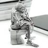2 Pcs Skeleton On Toilet Key Chain Key Ring Novelty Gift Rubber / Metal Ring