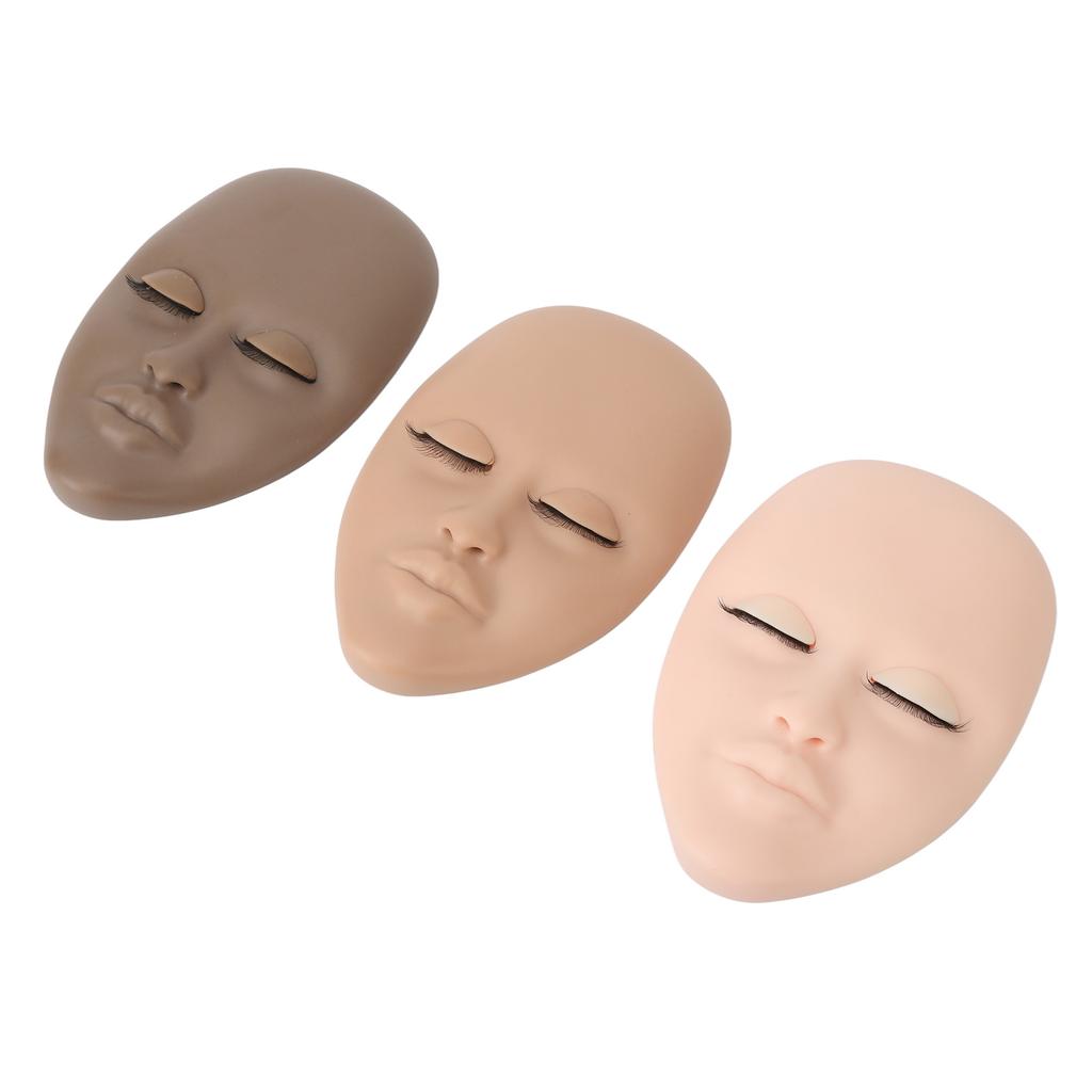 3шт. Головка манекена для наращивания ресниц, учебная головка для практики со съемными веками, двойная