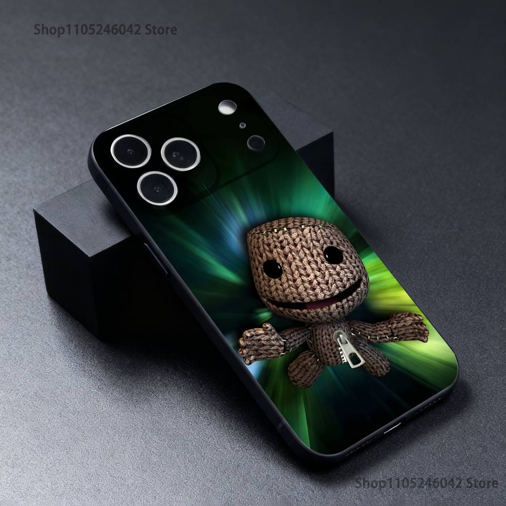 L-LBP S-Sackboy Индивидуальный износостойкий чехол для телефона для iPhone 17,16,15,14,13,12,11,Pro,Max,Plus Черный Мягкий чехол