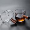 150ml Heat-resistant Glass Coffee Measuring Cup Double Mouth Glass Milk Jug With Wooden Handle Glass Scale Measure Mugs