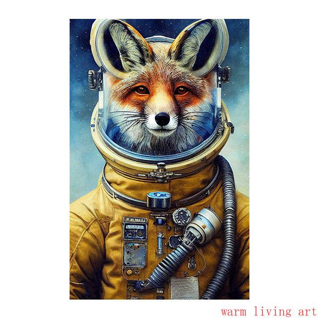 Retro Steampunk Cat Wolf Astronaut Rabbit Poster Art Canvas Painting Funny Animal Tiger Gorilla Poster Living Room Home Decor