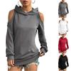 Women's Fashion Casual Solid-color Long-sleeved Off-the-shoulder Hooded Sweatshirt