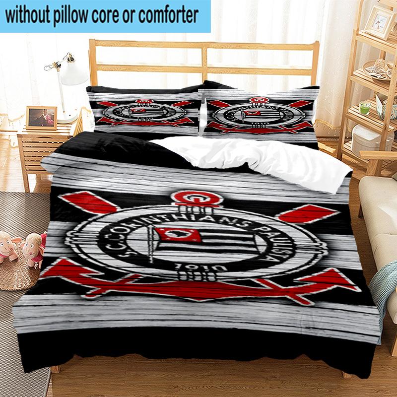 3pcs Sport Club Football Crest Printed Bedding Set Duvet Cover Closure Includes 1 Duvet Cover & 2 Pillowcases Bedding Sets Home Decor Gifts