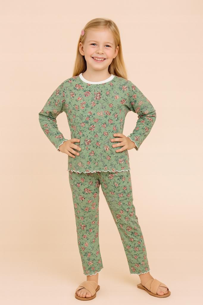 Girls' Cotton Pajamas 128 Pajamas for Girls Mint Rose
