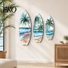 French Vintage Home Decor 3Pcs Wooden Surfboard Wall Art Decor, Natural Wood Hanging Sign, Sun-resistant Sculpture Lightweight Tropical Summer
