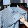 Summer Men's Plaid Printed Polo Shirt High-End Brand Business Leisure Seamless Short Sleeved Cool Lapel T-shirt Men's Clothing