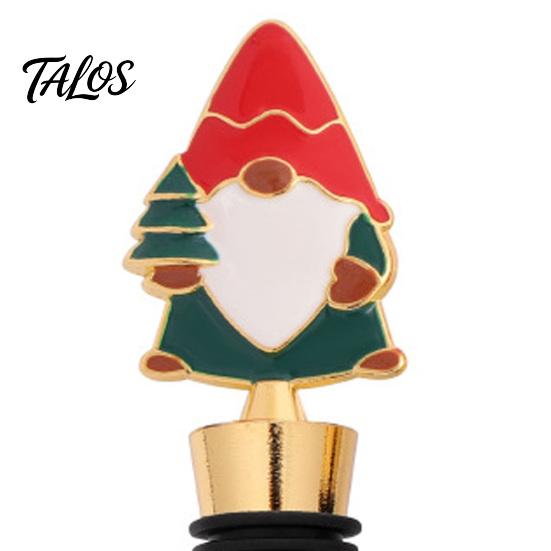 Leak Proof Wine Saver Christmas Theme Stopper, Santa Snowman Garland Pattern, Zinc Alloy Festive Bottle Reusable Cork Insert with Silicone Sealing