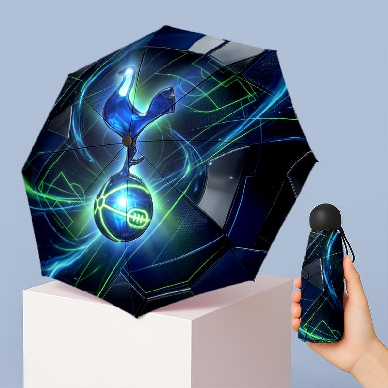 Tottenham Hotspur Pattern Printed Mini 5 Folds 8 Ribs Compact Umbrella Windproof Waterproof Lightweight Portable Folding