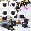 10pcs Graduation Candy Box, Graduation Cap Gift Box With Tassels, DIY Graduation Decoration Box Small Snack Chocolate Box