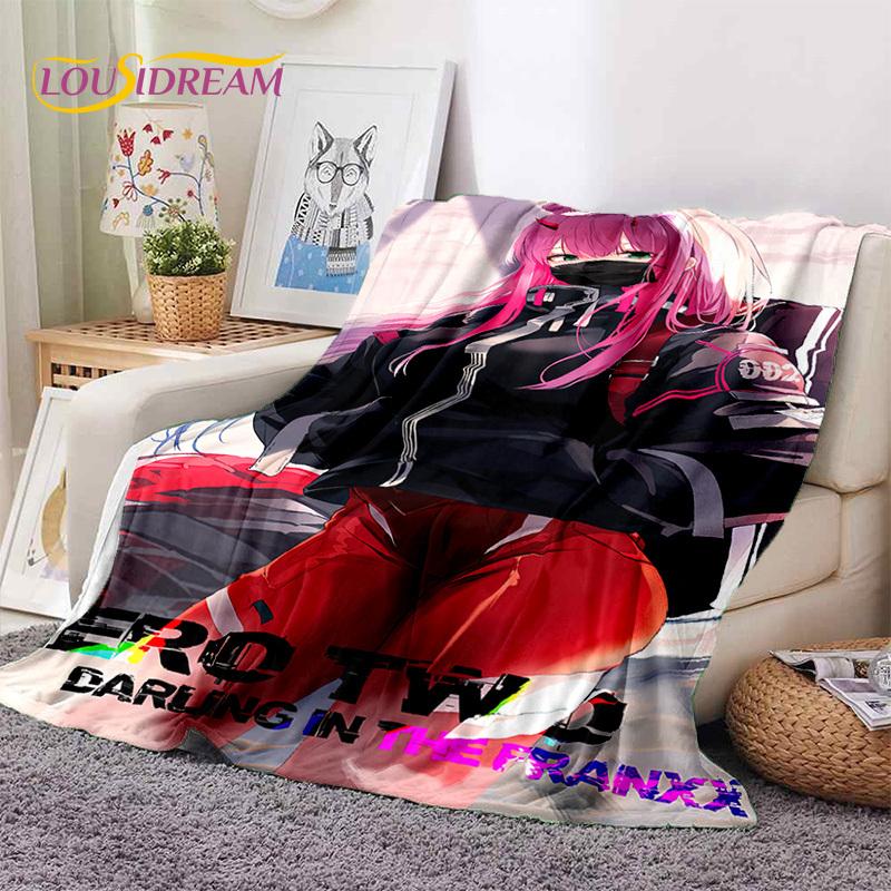 Zero Two Sexy Girl DARLING in The FRANXX Cartoon Flannel Blanket for Bed Bedroom Sofa Picnic,Throw Blanket for Outdoors Leisure
