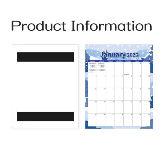 Магнитный настенный календарь с цветочным дизайном 2026 Ежемесячный обзорный планировщик Плотная бумага Вместительный