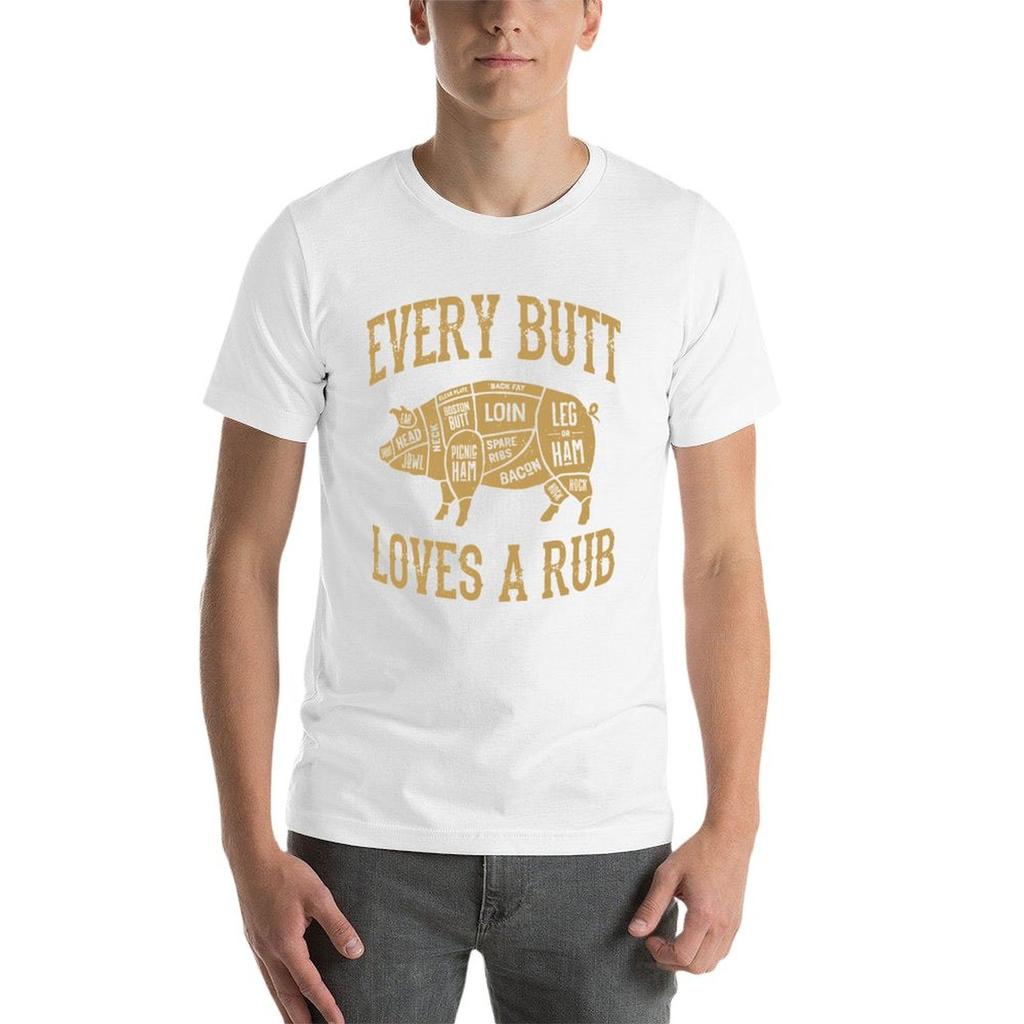 Every Butt Loves A Good Rub Funny Pig Pork BBQ Grill T-Shirt t shirt for man T-Shirt
