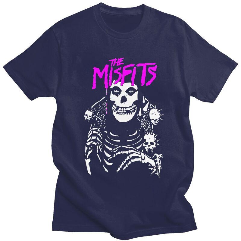 Мужские футболки с принтом в стиле Хоррор Панк Рок Misfits Череп, 100% Хлопок, Повседневные