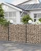 SONGMICS Gabion Basket, Metal Gabion Cage with 5 x 10 cm Mesh for Stones, Galvanised, Garden Decor Wall Partition, 100 x 90 x 30 cm, Silver