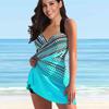 Women's Shoulder Strap Swimsuit Charm Purple Print Bikini Tankini Swimsuit