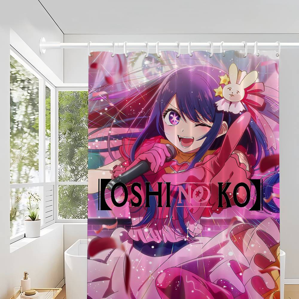Oshi No Ko Anime Ai Hoshino Simple Bathroom Shower Curtain Shielding Partition Shower Curtain Quick Dry Can Be Scrubable Light