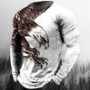 Men's Eagle Print Pattern Casual Long Sleeve T-shirts Autumn Streetwear 3D Animal Printing Hip Hop Male Tops Tees Plus Size 5XL