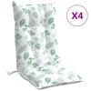 High Back Cushions 4 pcs Leaf Pattern Oxford Fabric