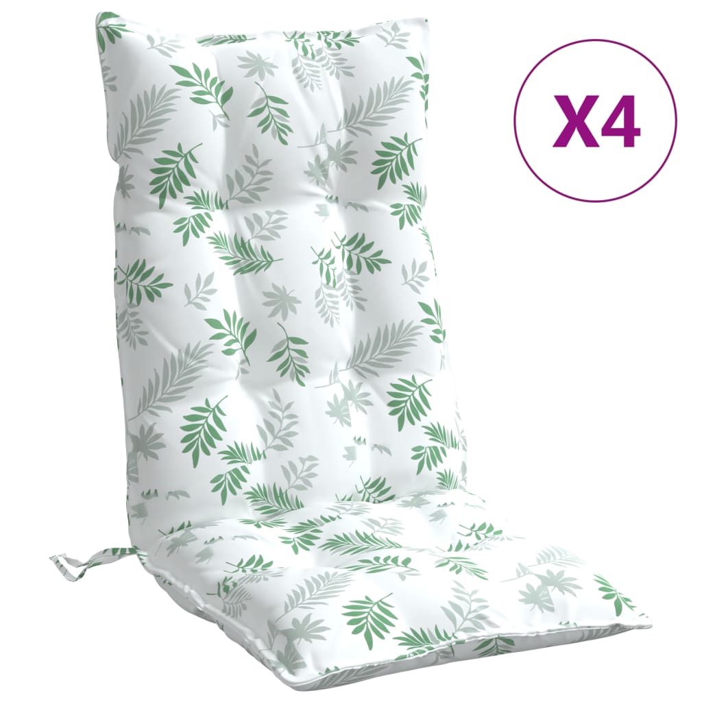 High Back Cushions 4 pcs Leaf Pattern Oxford Fabric