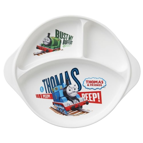 OSK Thomas the Tank Engine Lunch Plate with Dividers, Handle, Made in Japan, Dishwasher and Microwave Safe, Rubber Feet, Shatter-Resistant, Stylish, C
