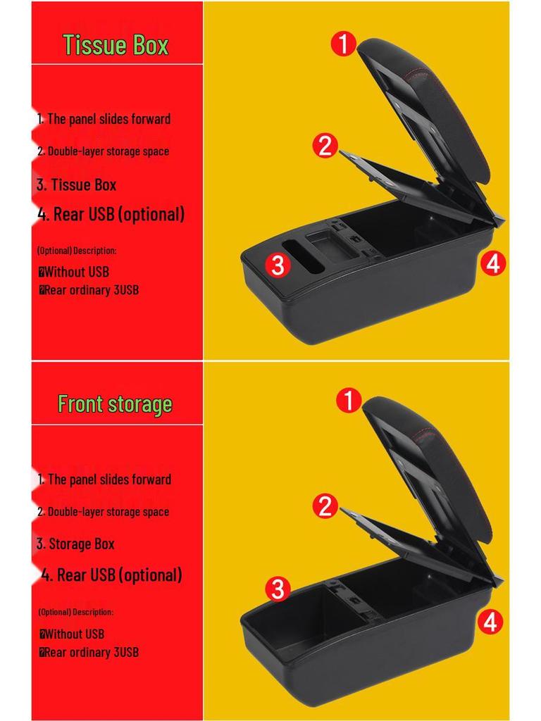 Universal Car Center Console Armrest Box Storage