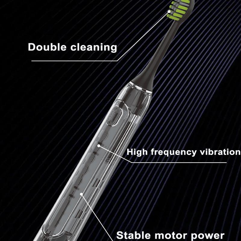 Ultrasonic Electric Toothbrush USB Rechargeable for Adults Sonic Toothbrush Smart Timer with 2 Replacement Heads IPX7 Waterproof